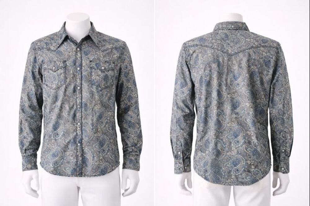 vintage Wrangler 20X Paisley Western Snap Shirt Men’s XL Blue Brown Long Sleeve